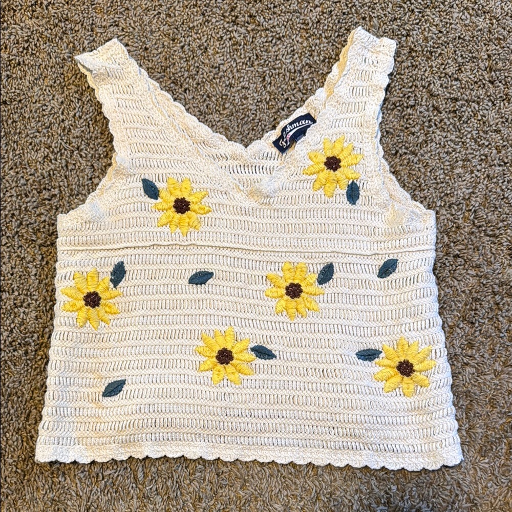 Sunflower Crochet Tank Top. Girls size L